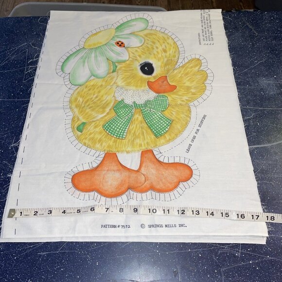 Vtg Easter Yellow Duck Cut Sew Pillow Fabric Panel Spring Mills Pattern #7572 - Picture 4 of 6